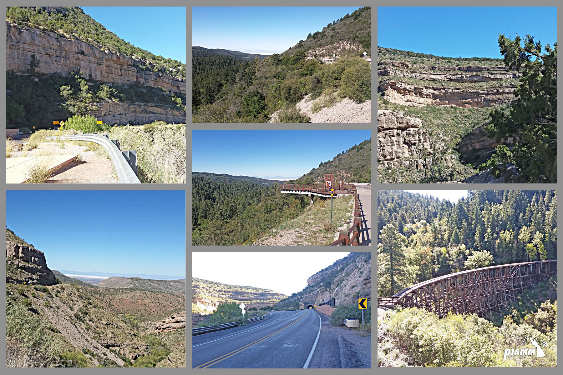 Photo collage - high desert landscape, train bridge