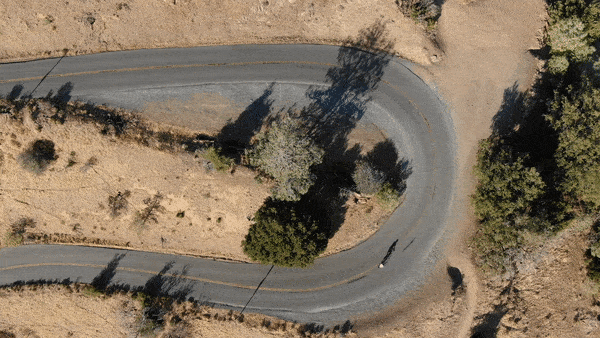 Cycling and riding by bike Mt. Diablo - aerial drone photo of Summit Road, visitor center, beacon and observation deck