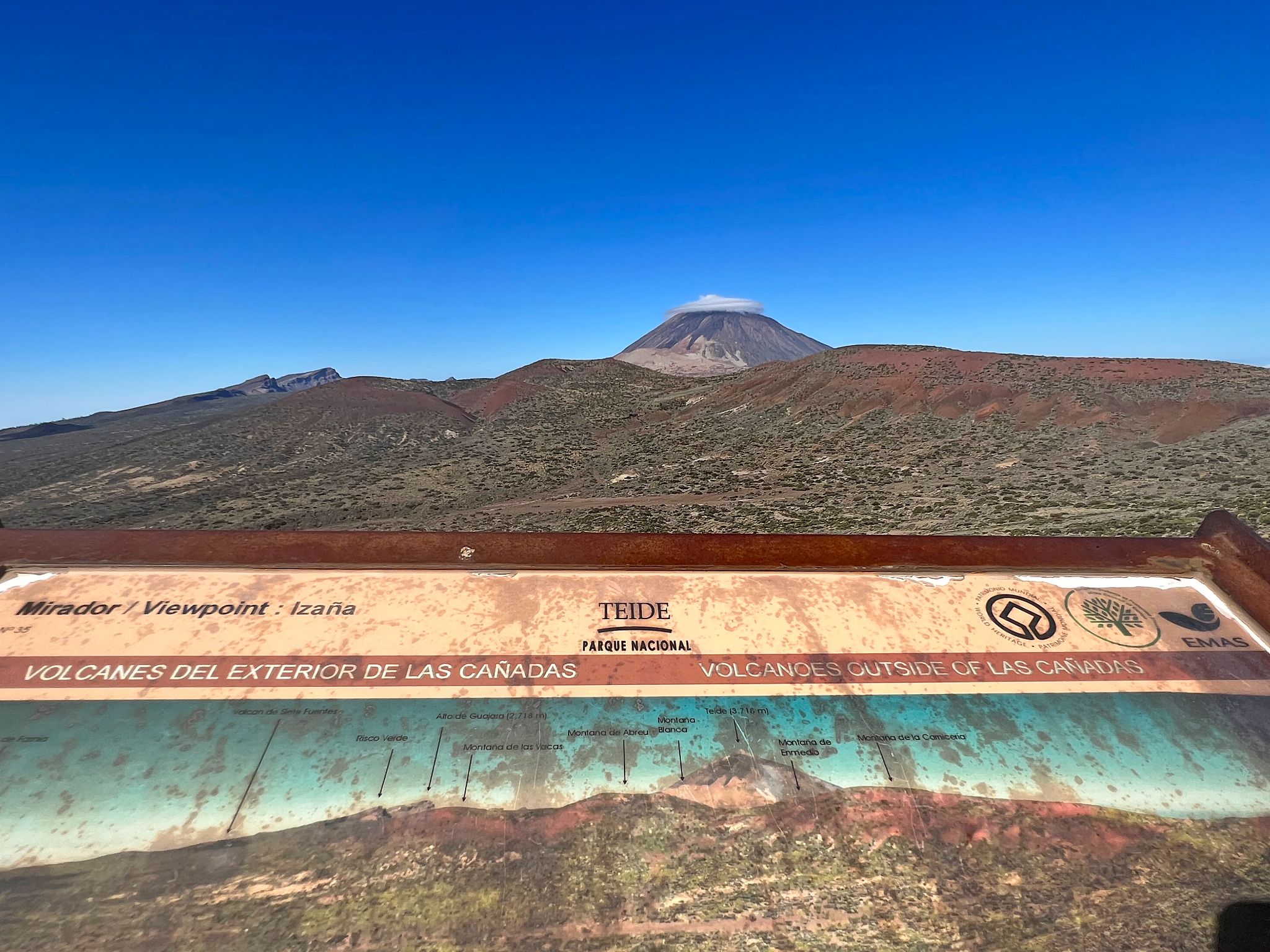 view of Mt. Teide from the Izana viewpoint