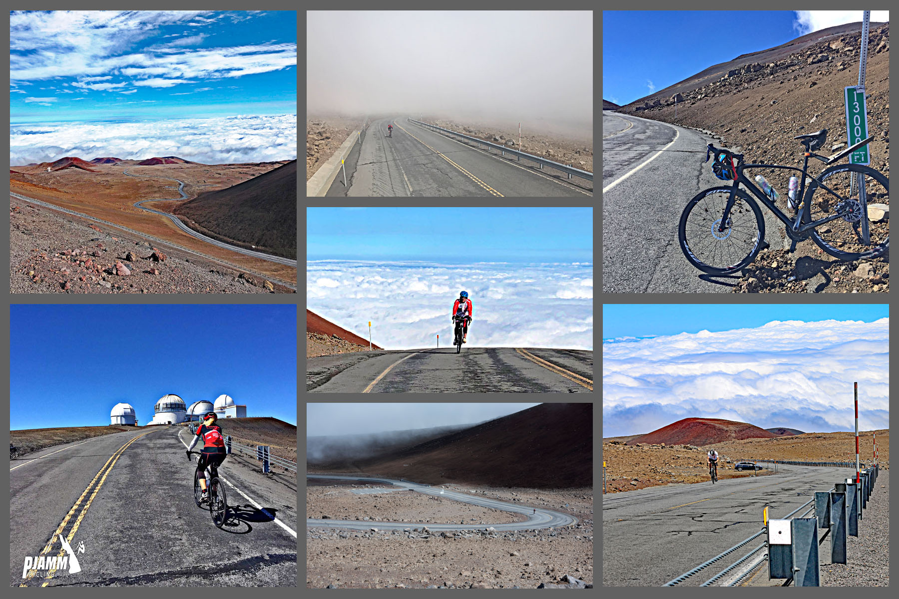 photo collage of final leg of climb, finish at the observatory