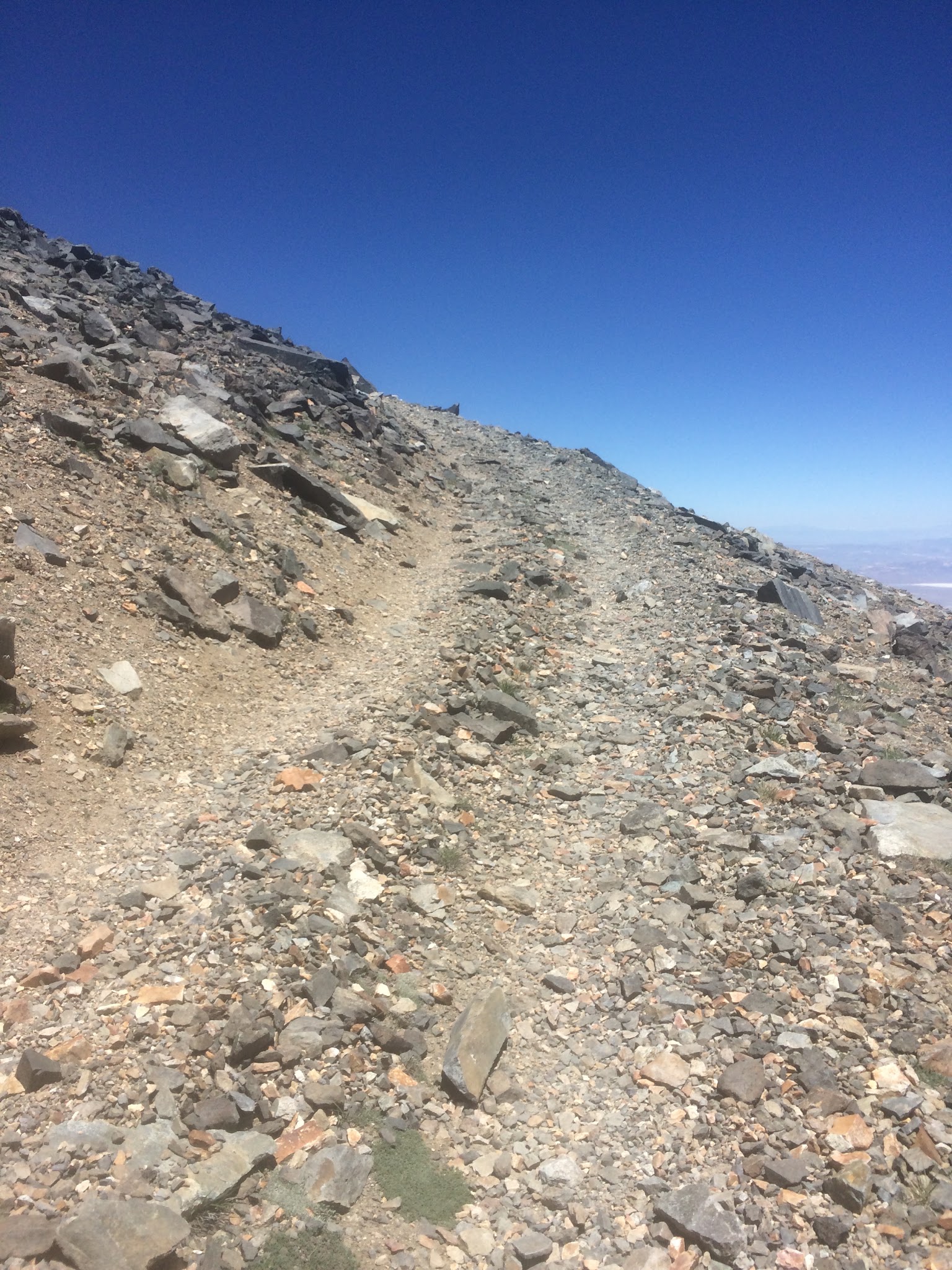 White Mountain Peak from Big Pine, California - steep portion of roadway covered in thick, large gravel and stones