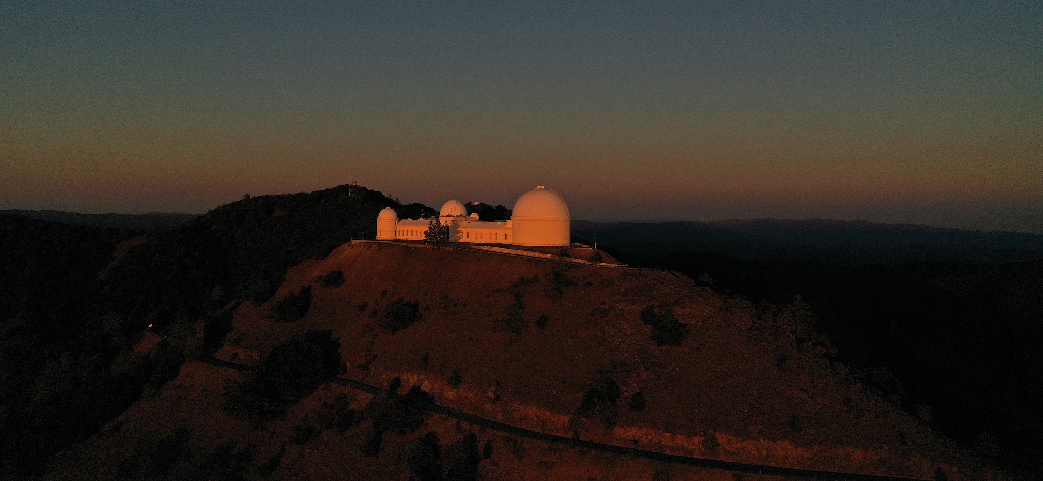 Mt. Hamilton Cycling Mt. Hamilton - Lick Observatory aerial drone photo at sunset