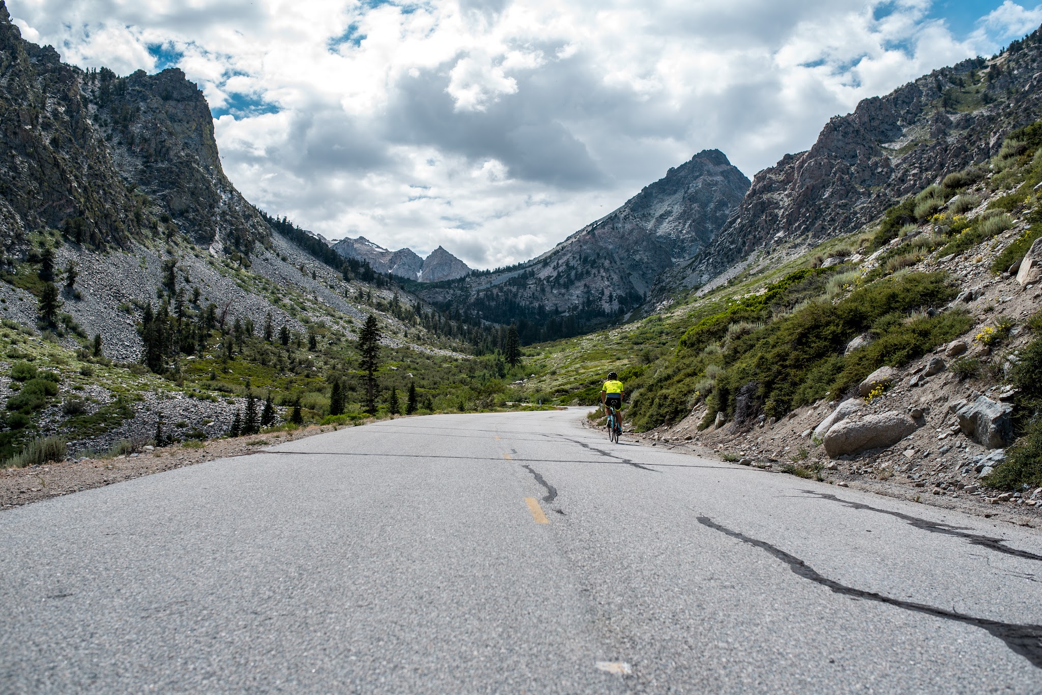 Cycling near the top of Onion Valley Road, Owens Valley CA