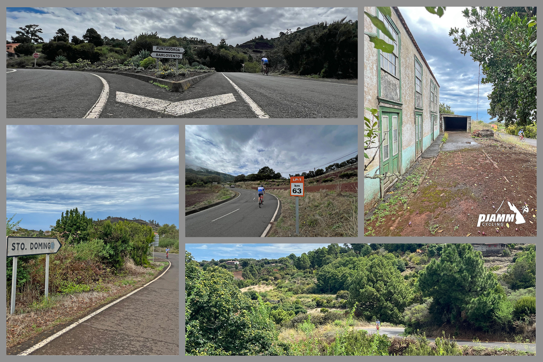 photo collage shows views from LP 1, two-lane highway roadway, sign for Sto Domingo