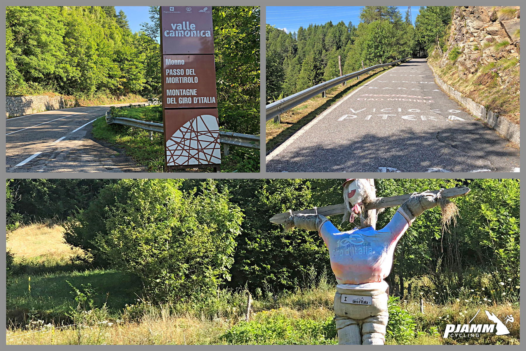 Giro d'Italia signs along climb route