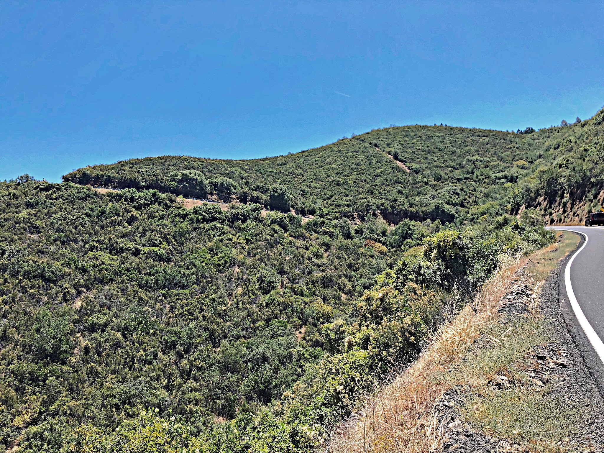 Biking up Old Priest Grade  - steep grade cut into hillside
