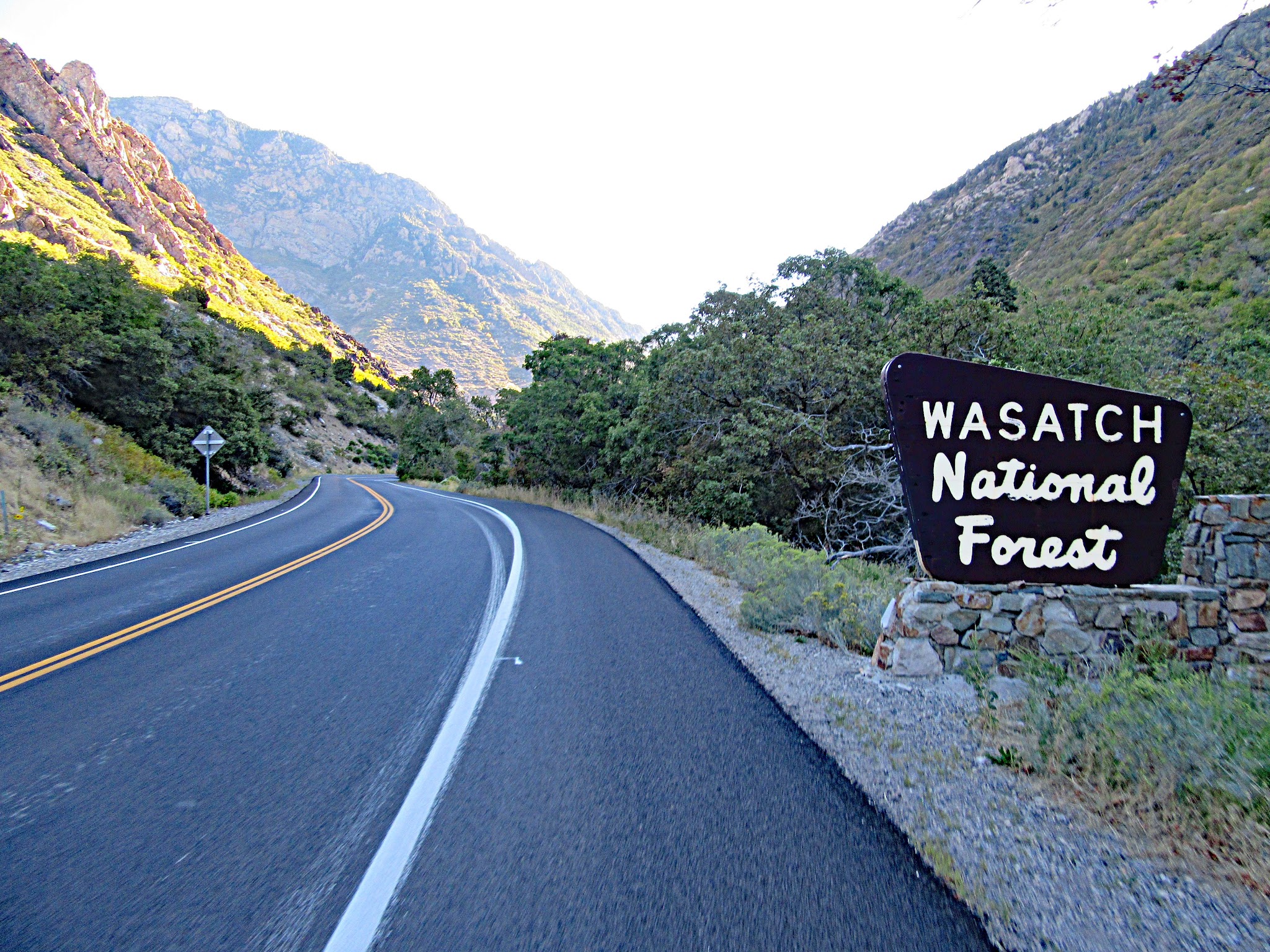 Riding Big Cottonwood Canyon by bike - Wasatch National Forest sign.