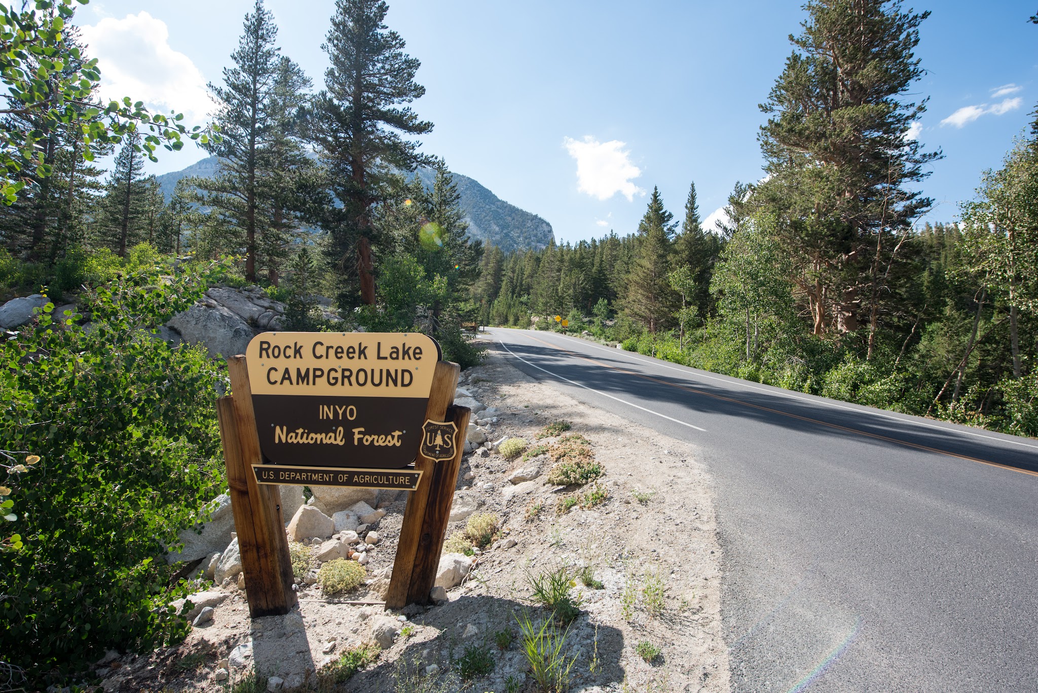 Rock Creek Campground sign and roadway