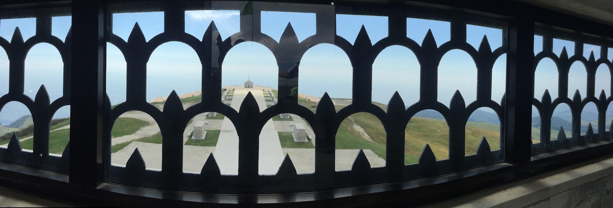Cycling Monte Grappa from Romano d'Ezzilino - Sacrario del Monte Grappa from tower looking at tomb