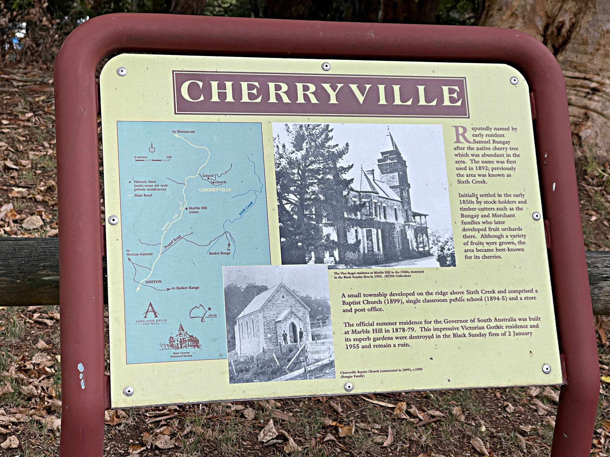 informational sign about Cherryville gives history of the area