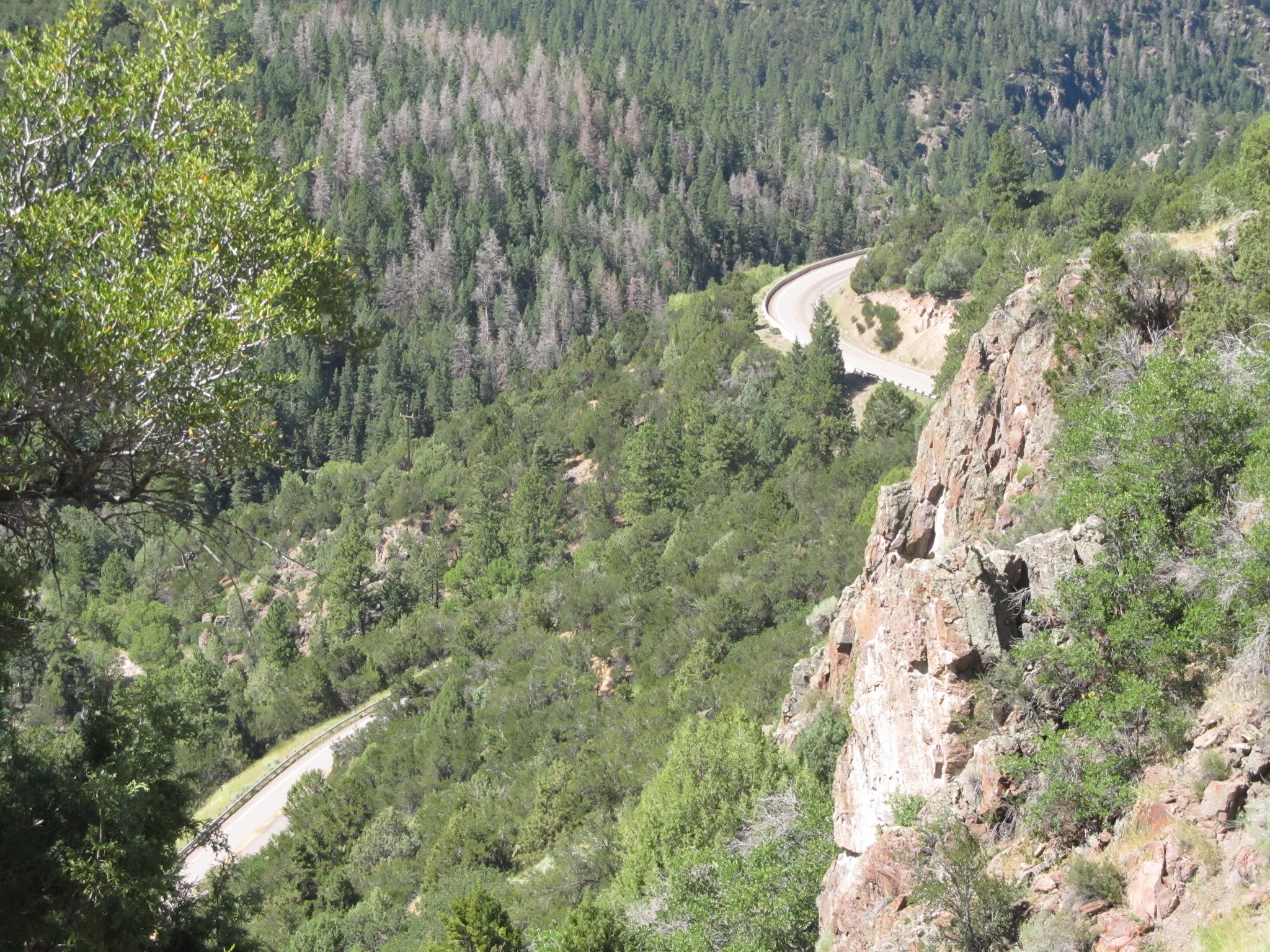 Bicycling Hwy 143 - road far below.