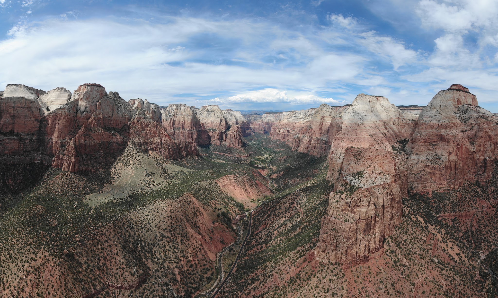 Zion Canyon Scenic Drive Zion Canyon Scenic Drive - aerial drone photo of the canyon
