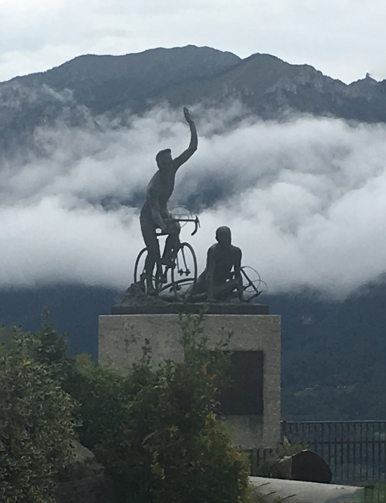 Cycling Col d'Aubisque - huge monument to cyclists