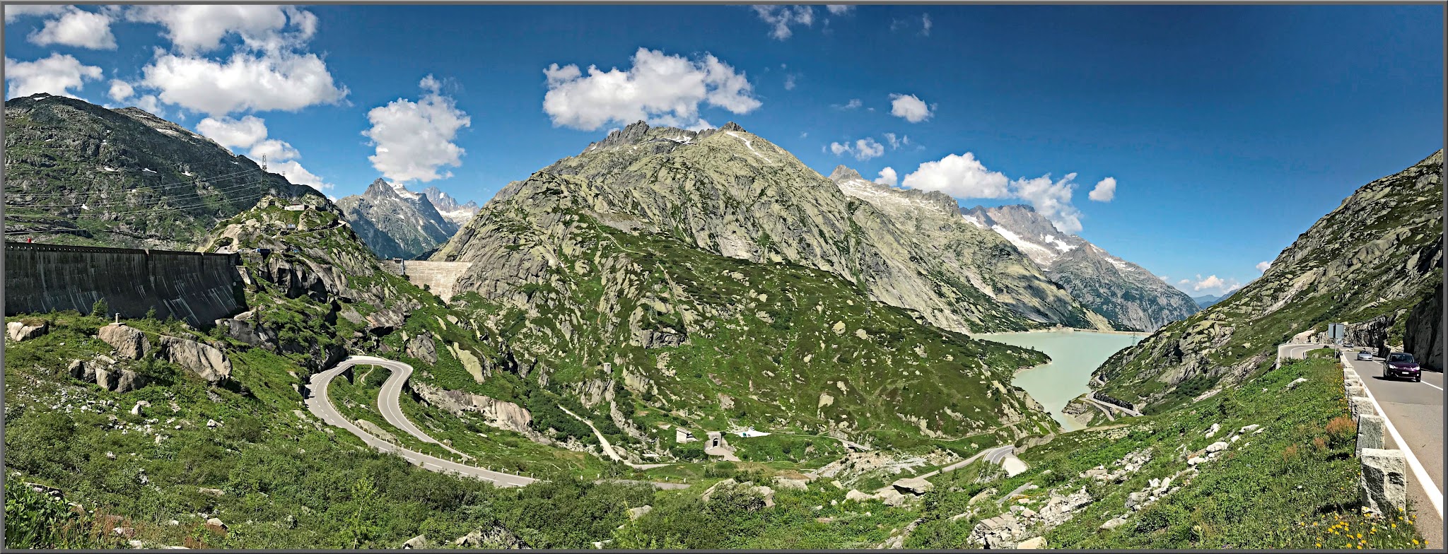 Cycling Grimselpass, Intertkirchen, Switzerland - winding road thorough Swiss mountains
