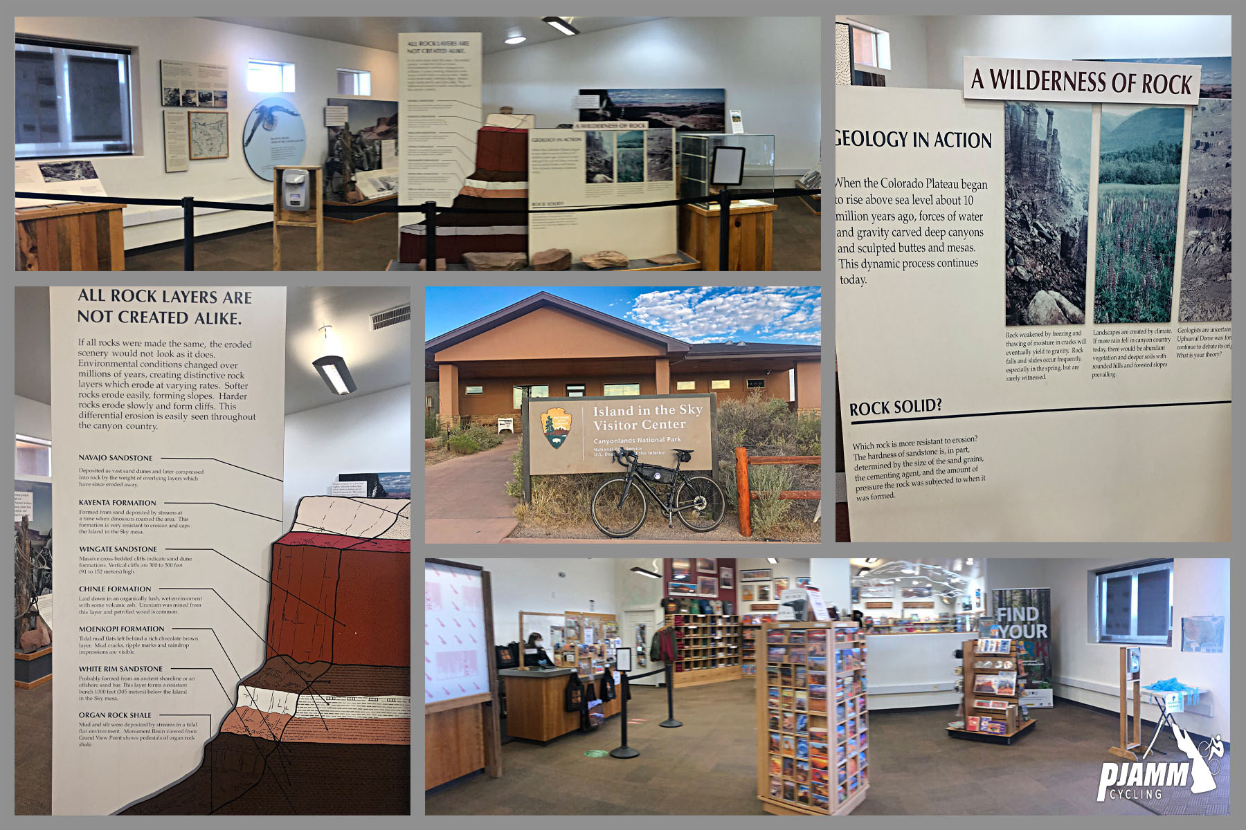 Cycling Canyonlands National Park Cycling Canyonlands National Park - photo collage, PJAMM Cycling logo in corner, Sky visitor center