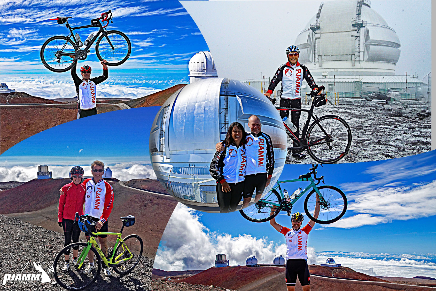 Cycling the Top 10 USA Hardest Climbs - various PJAMM Cycling summits of Mauna Kea over the years