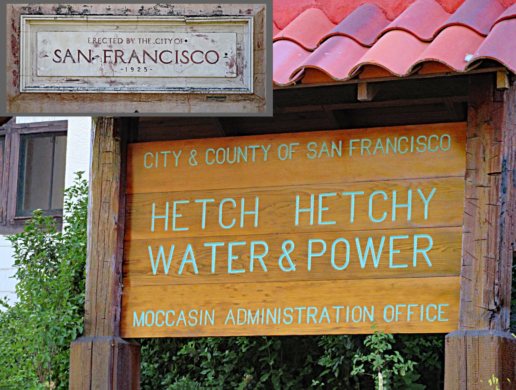 Biking Old Priest Grade  - Hetch Hetchy Power Station sign.