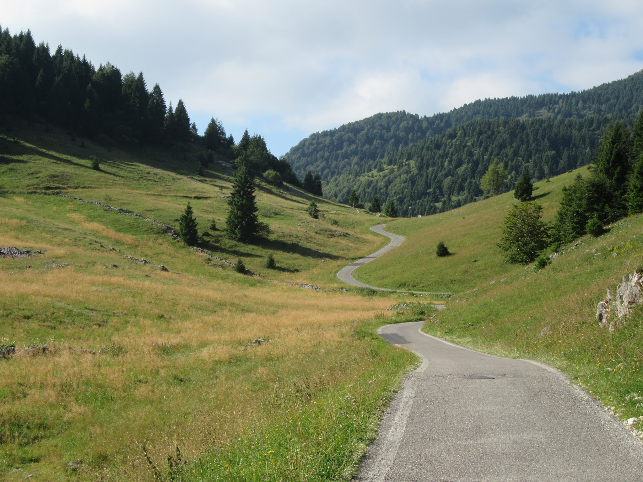 Climbing Monte Grappa - Cavaso del Tomba - roadway and meadow