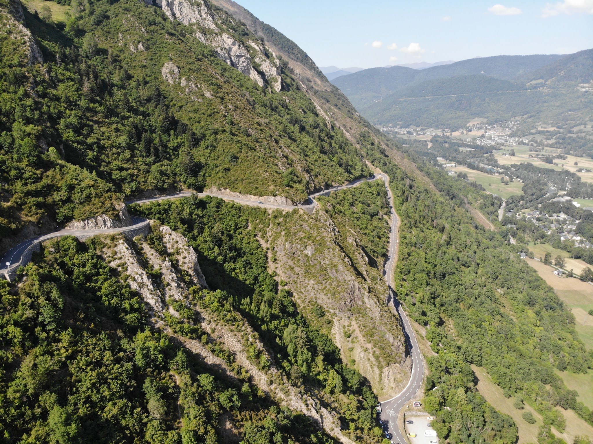 Cycling Pla d'Adet   - aerial drone photo of hairpin