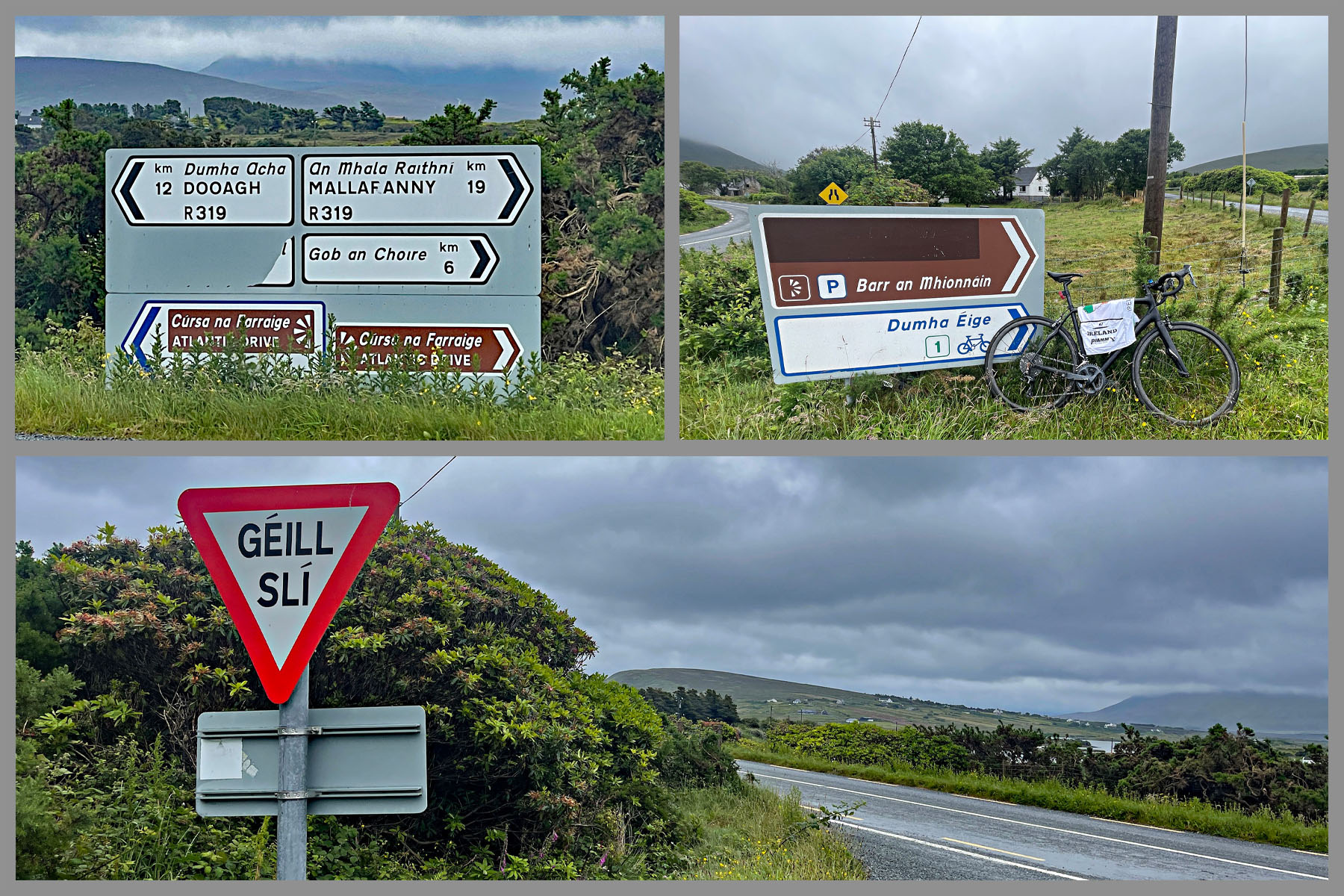 road signs along the climb