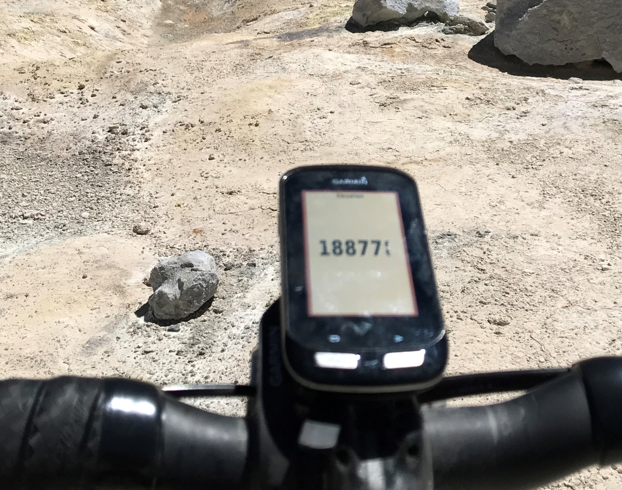 Bike climb of Highest bike climbs in the world - garmin headset with elevation from Uturuncu