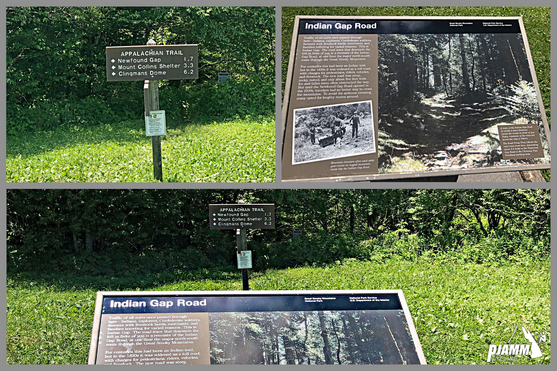 Cycling Clingmans Dome, Tennessee - informational signs at Indian Gap Road
