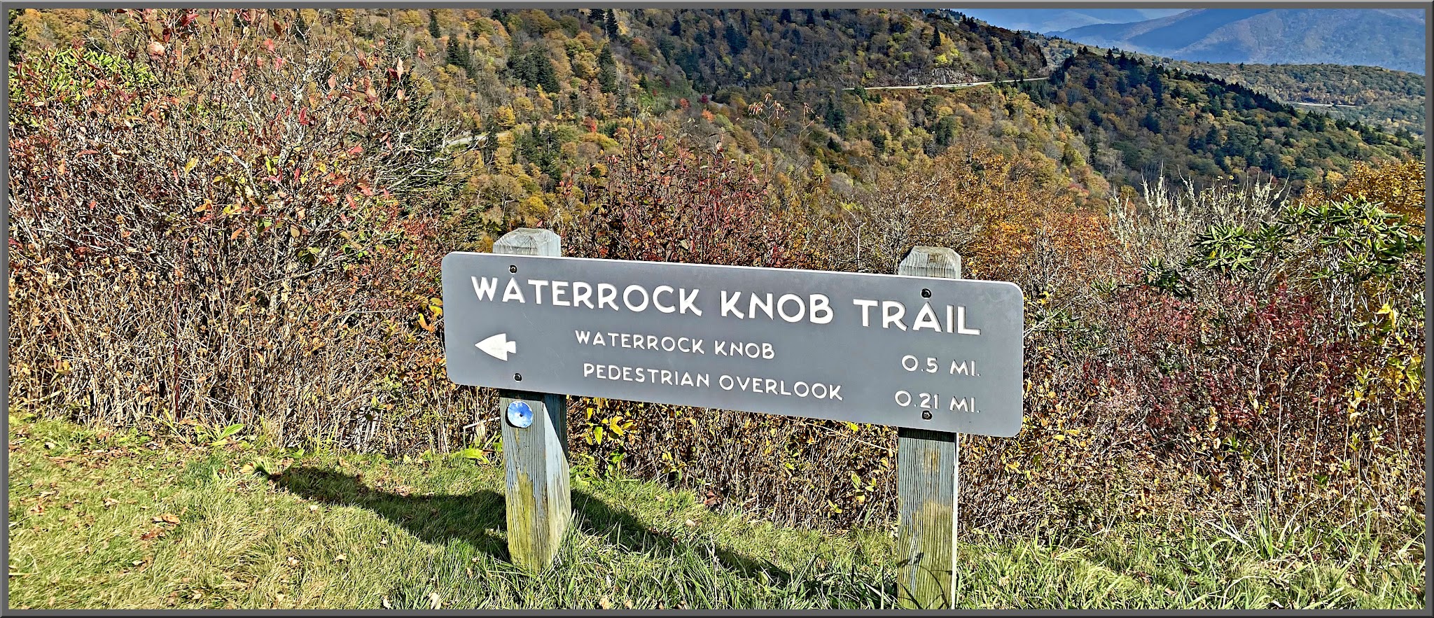 Cycling Waterrock Knob, North Carolina - trail sign for Waterrock Knob Trail