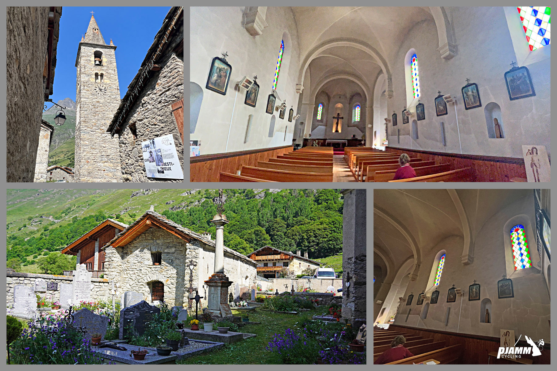 Col de L'Iseran from Bonneval-sur-Arc: beautiful old stone cathedral in town, Église Notre-Dame-de-l'Assomption de Bonneval-sur-Arc
