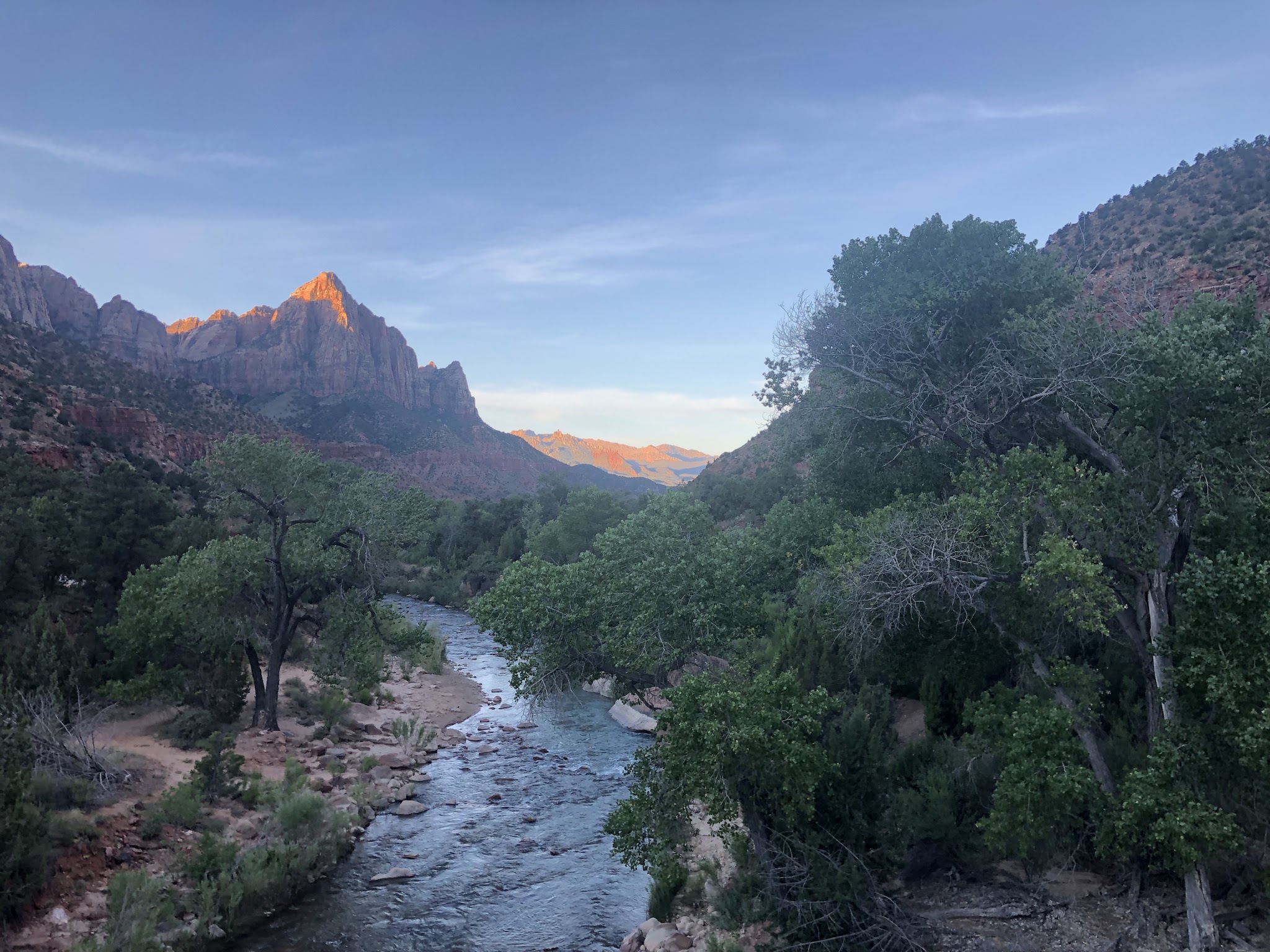 Cycling Zion National Park Cycling Zion National Park - pedestrian bridge sunrise