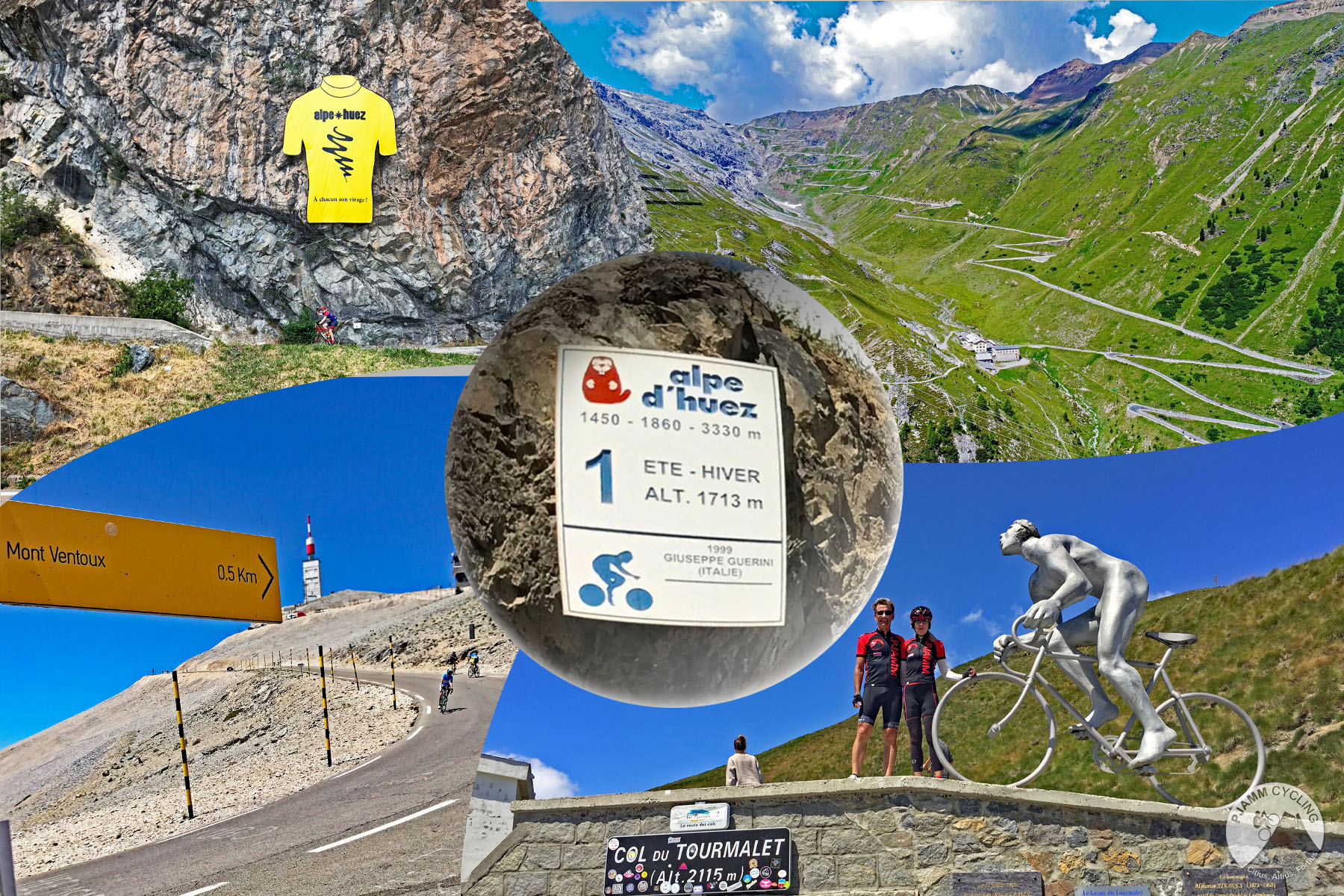 Alpe d'Huez,  Col du Tourmalet, Mont Ventoux, and Passo Dello Stelvio from Prato