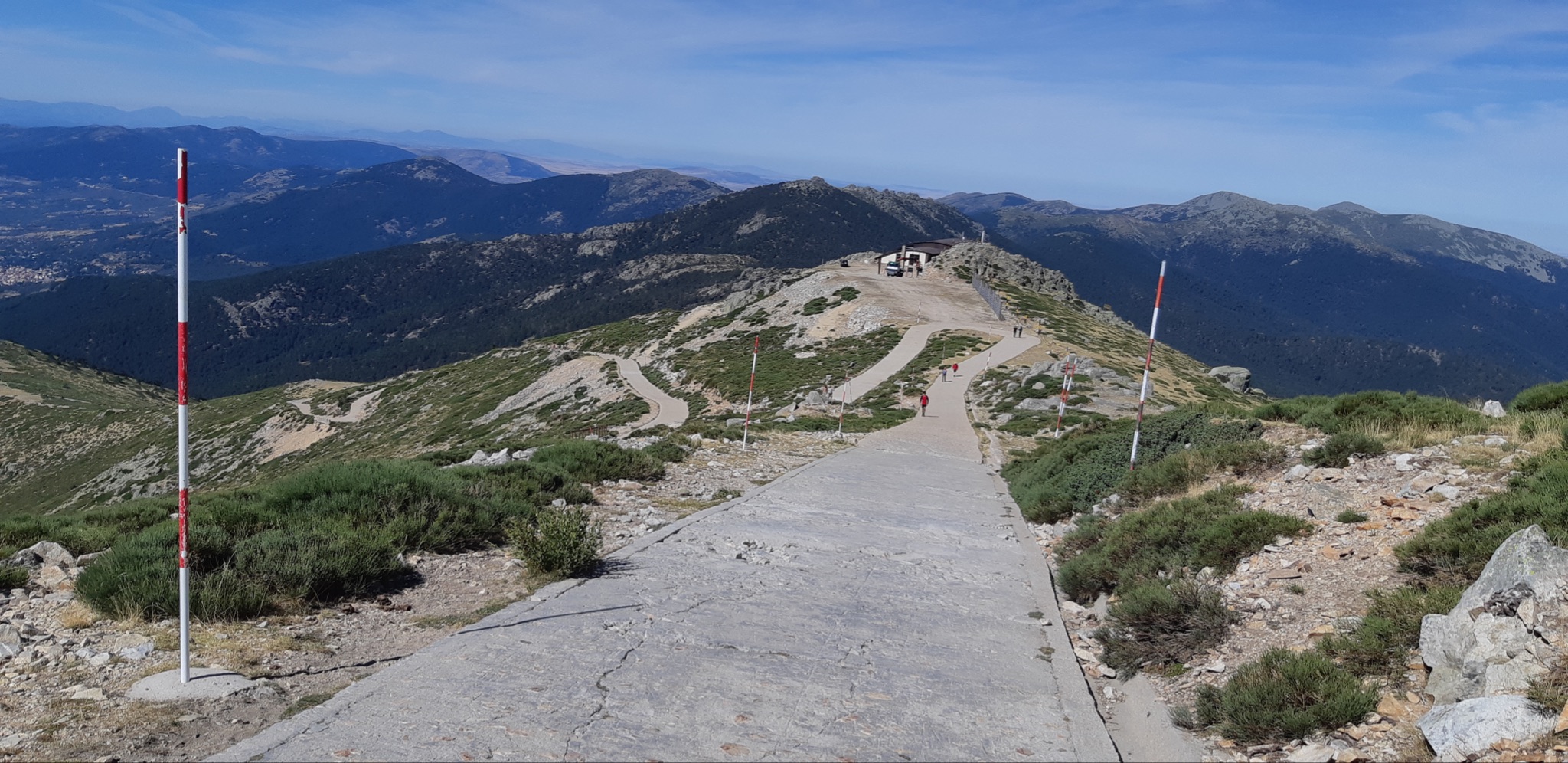 Cycling Bola del Mundo vía Puerto Navacerrada, Spain - view of road looking down from climb summit