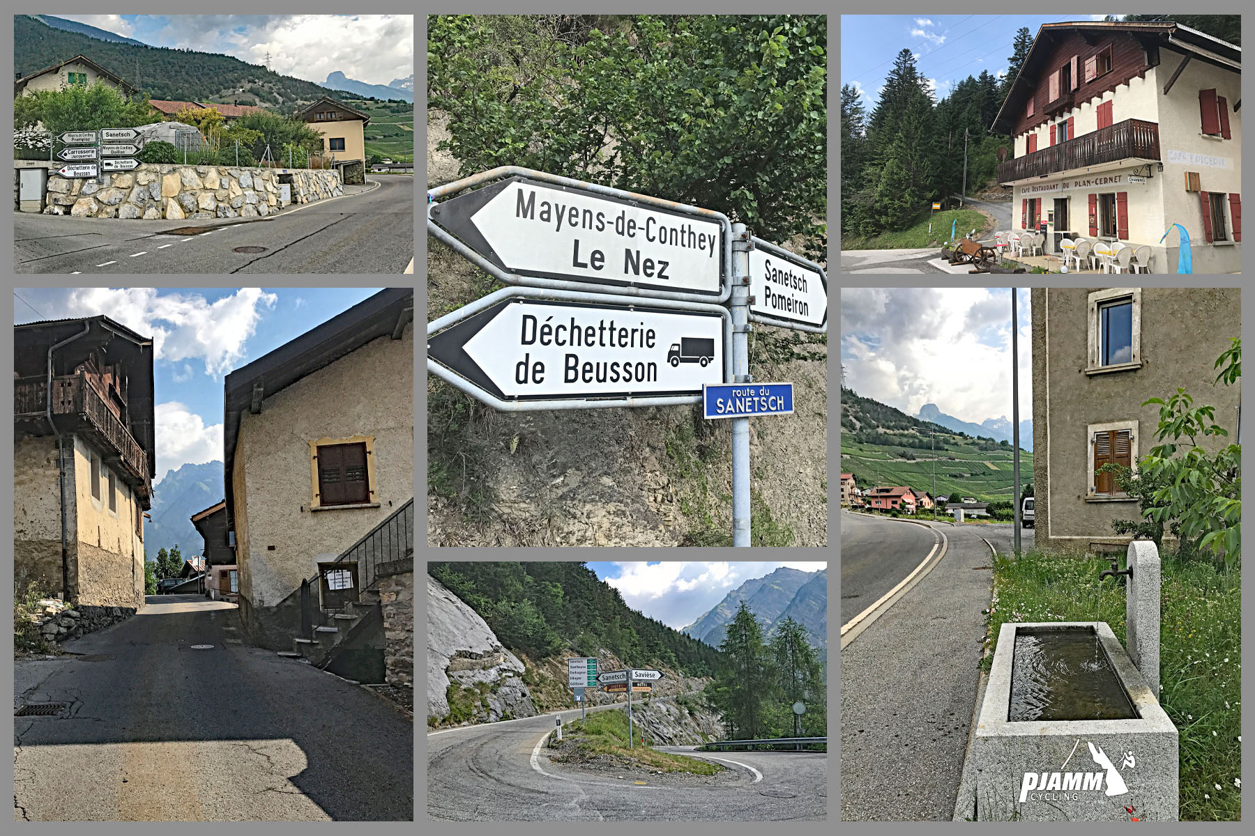 Cycling Sanetsch Pass, Switzerland - Swiss alps town of Chalais, road sides for Mayens-de-Conthey, Dechetterie de Beusson, Sanetsch Pass