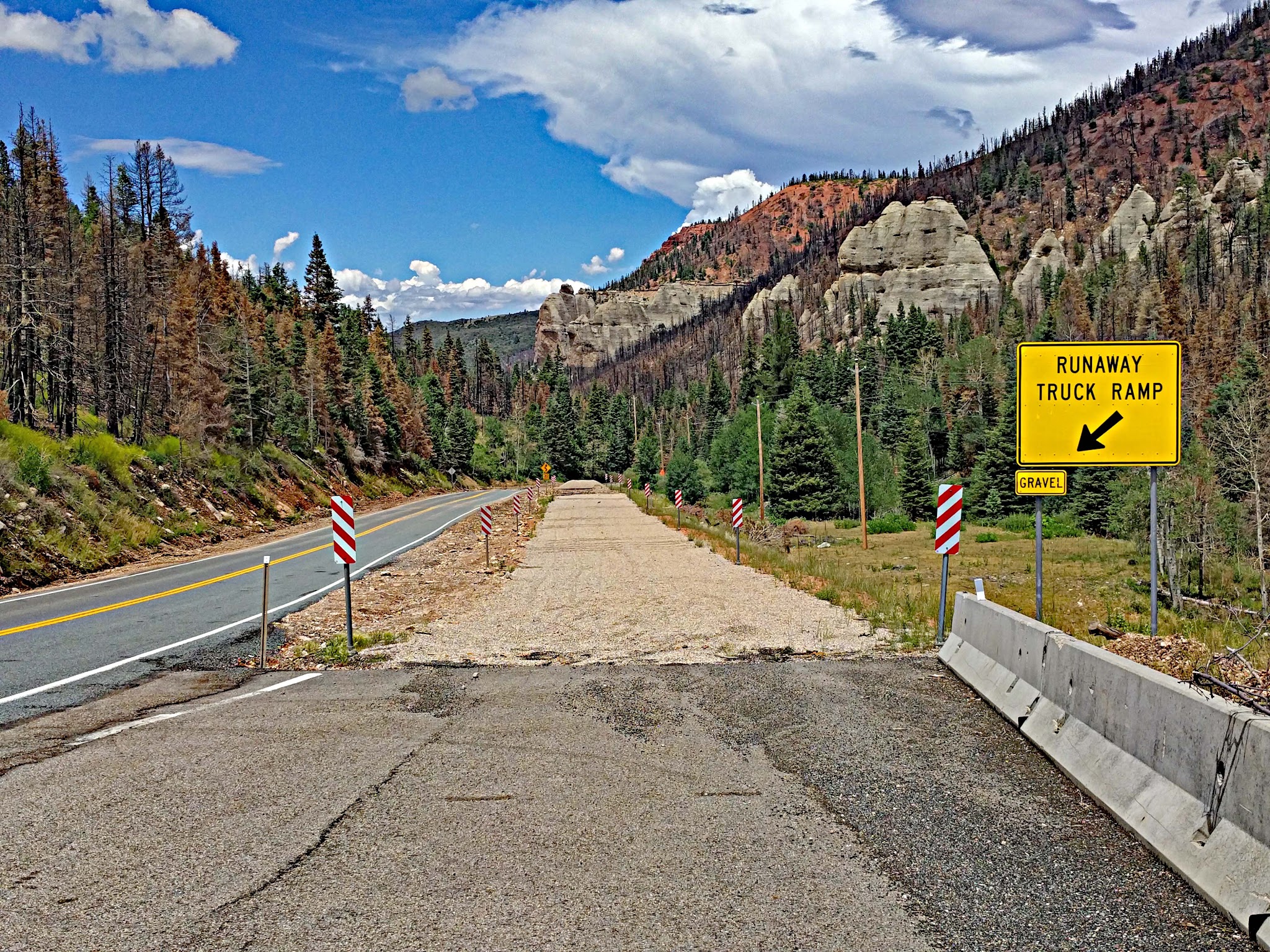 Climbing Hwy 143 by bike - runaway truck ramp sign