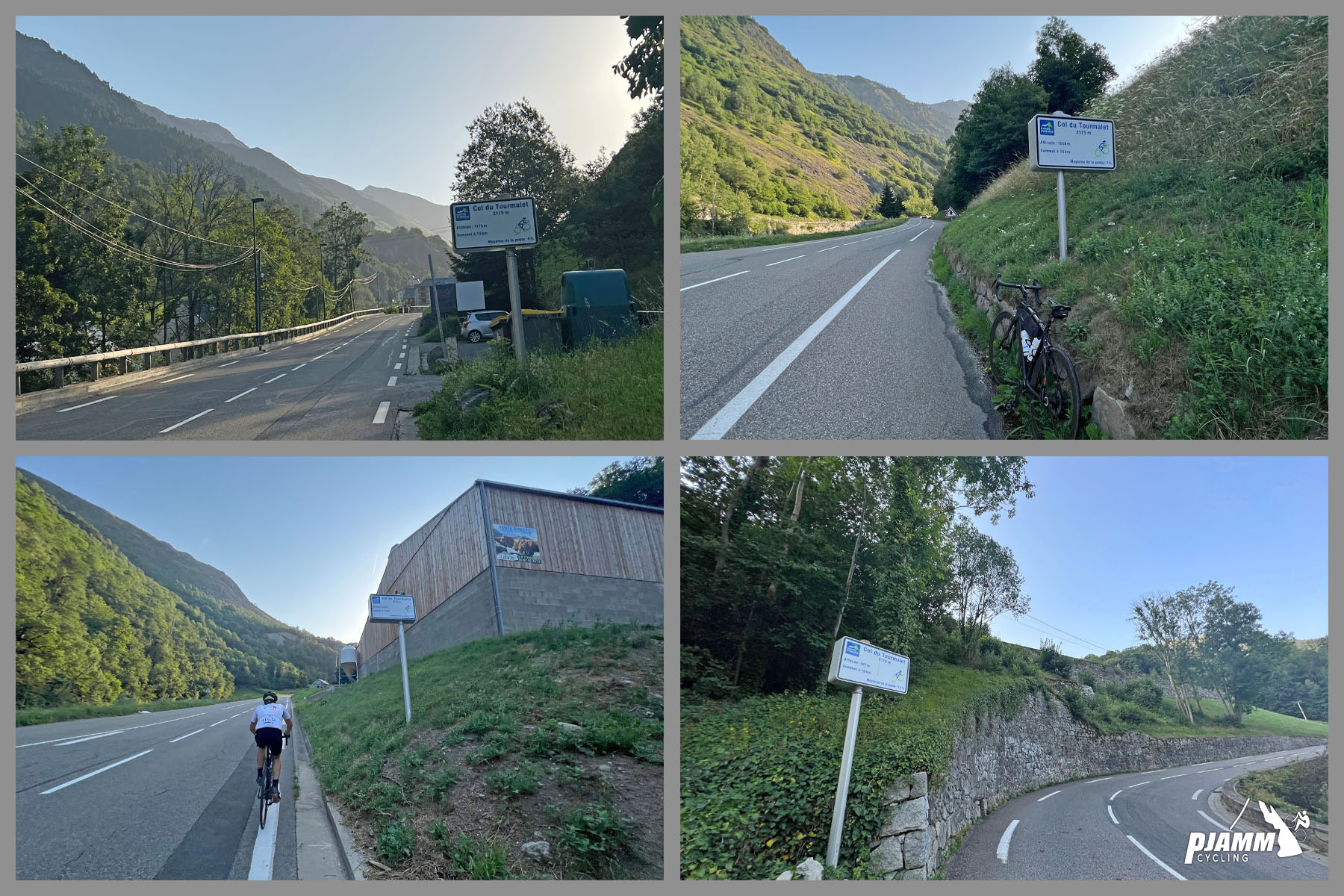 photo collage shows kilometer markers along the route