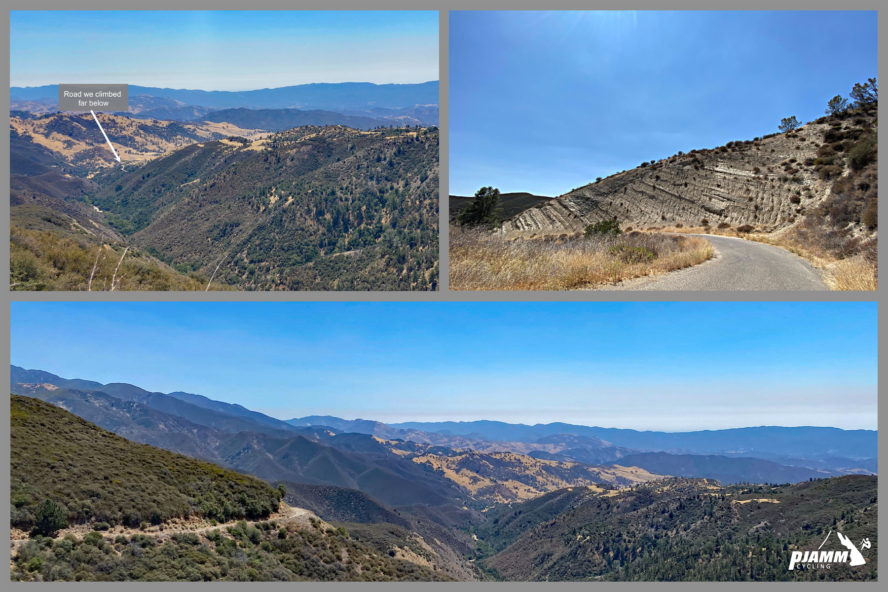 photo collage shows views of the Santa Ynez Mountains along the climb