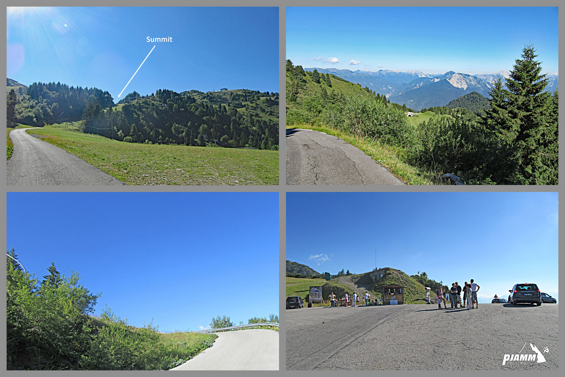Cycling Monte Zoncolan from Sutrio - last very steep section of the climb before the summit, Italian hillside, spectators waiting at the top of climb
