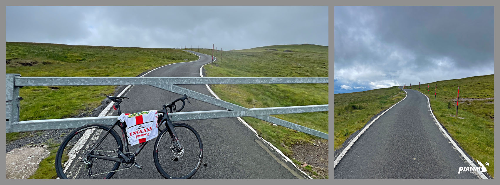 bike parked against gate across road at mile 3.9