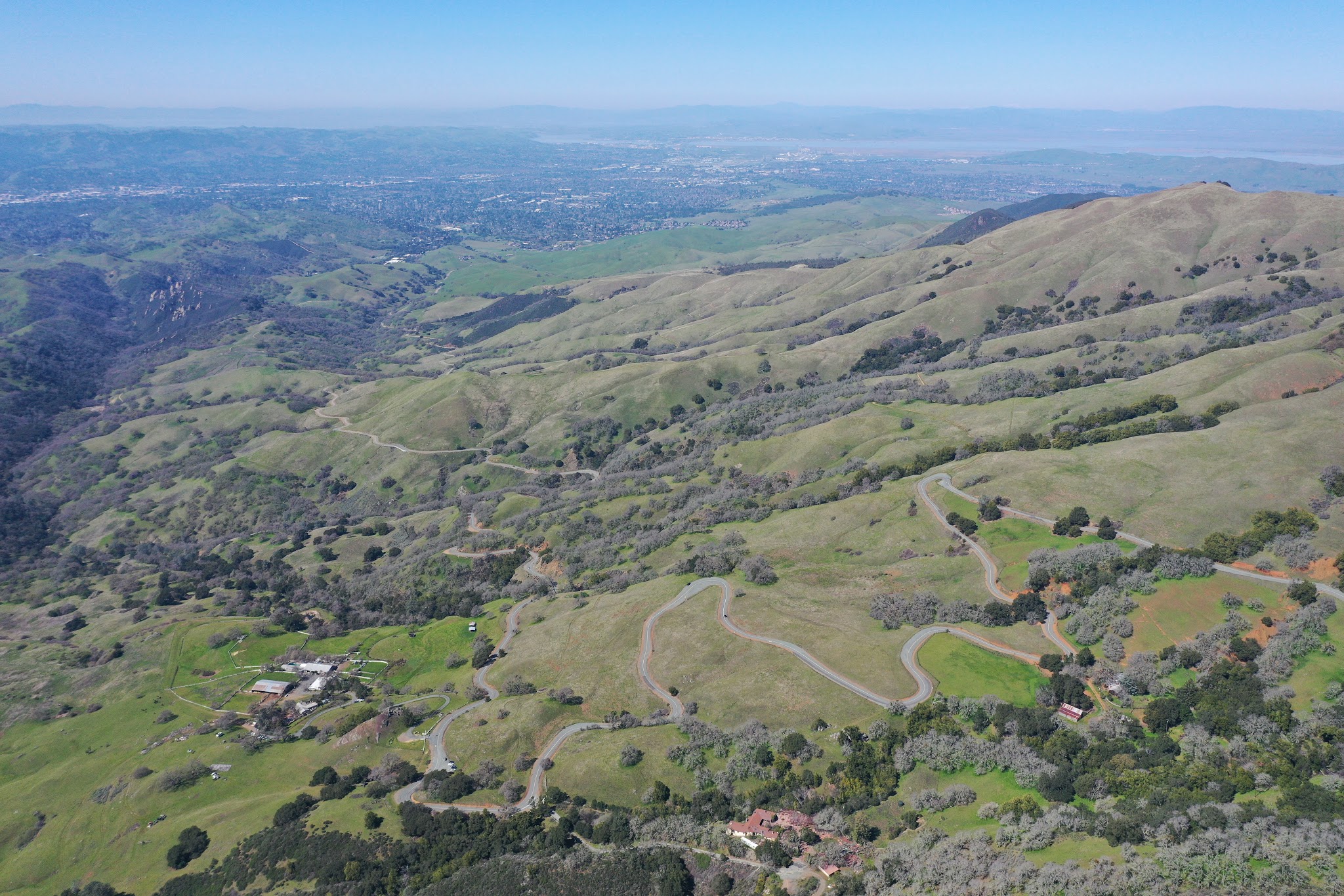 Cycling Mt. Diablo - North Gate - aerial drone photo of hairpin turns