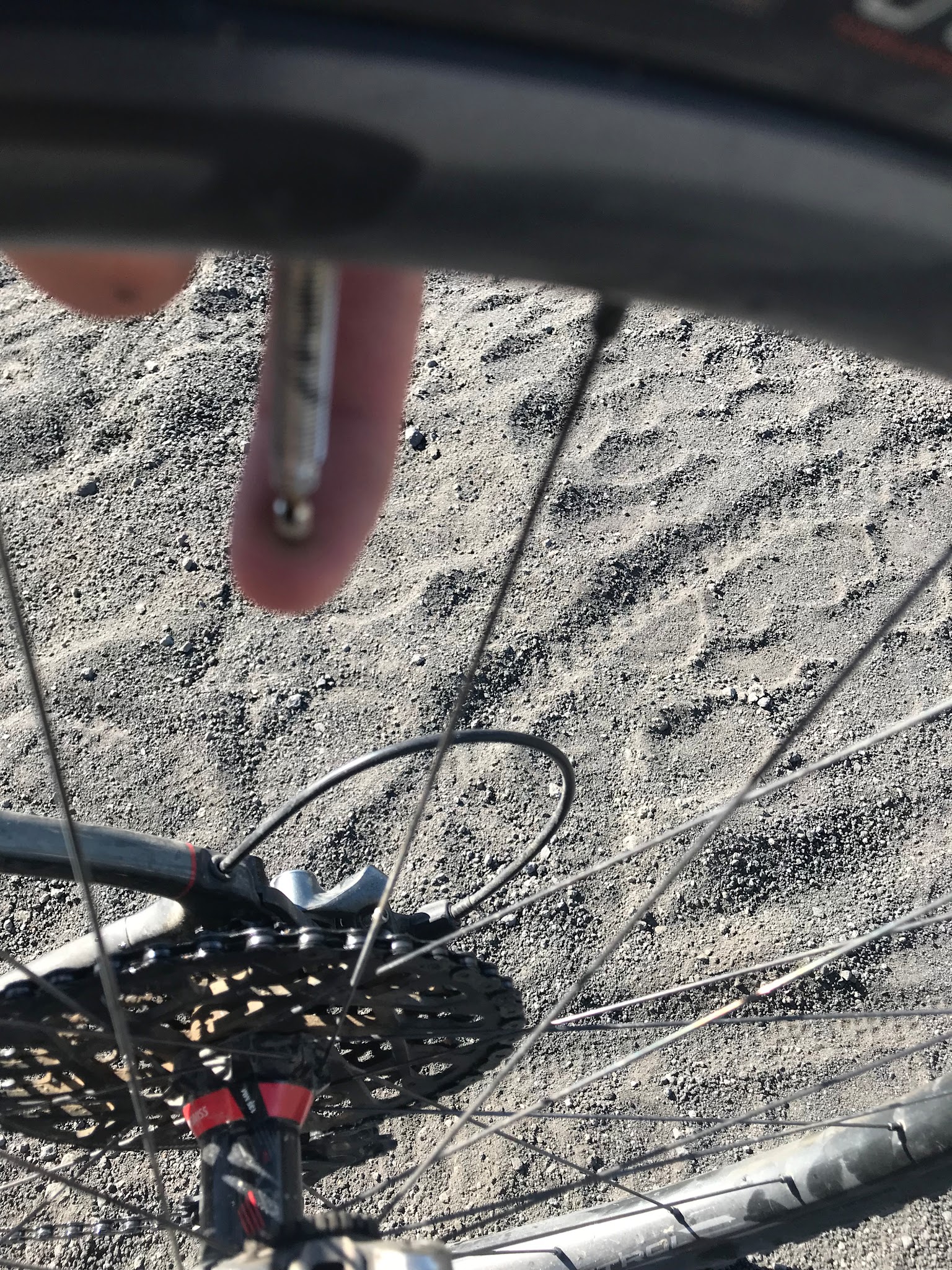 Mount Etna road - sand and gravel - release air from bike tire