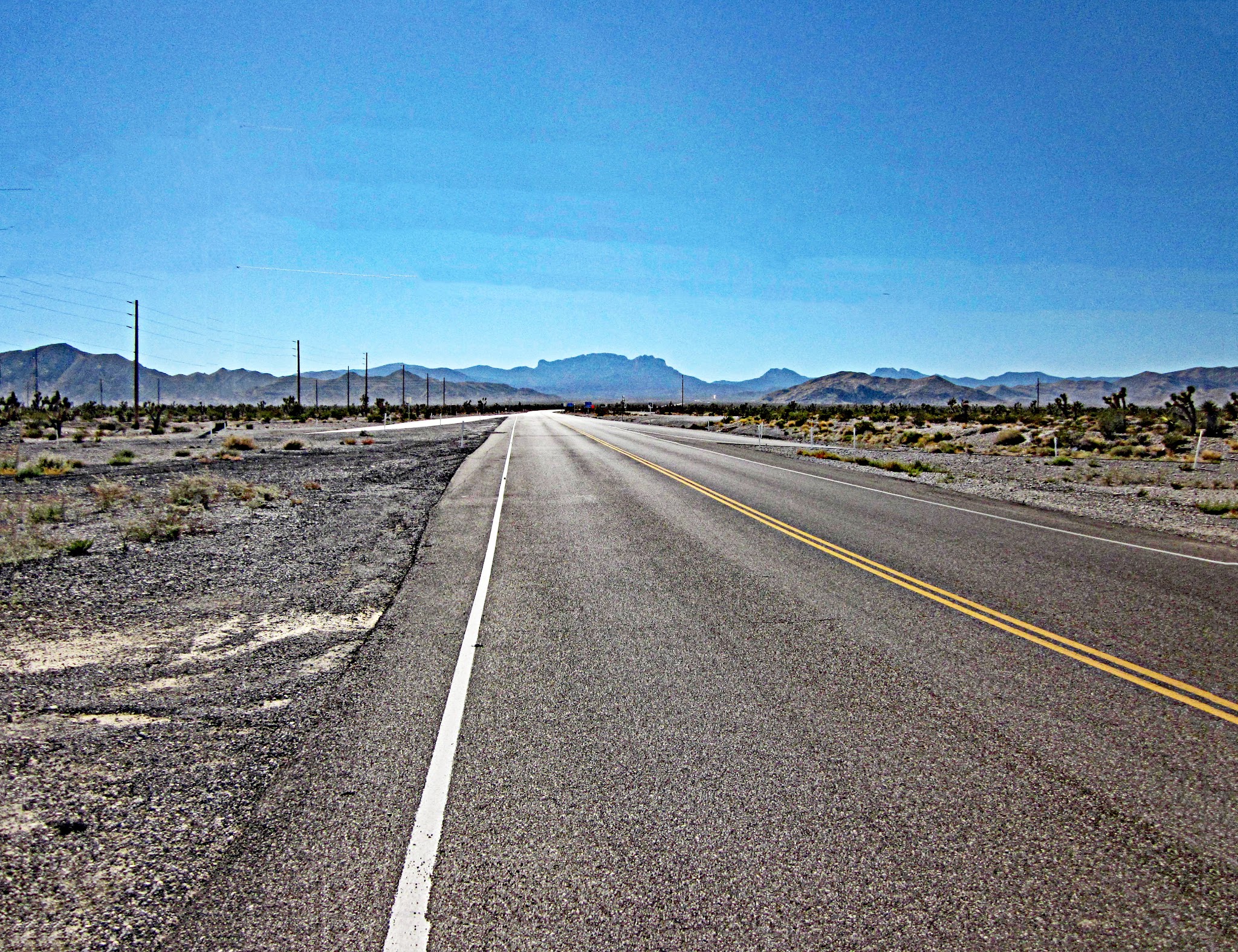 Beginning of Lee Canyon Bike Climb - Hwy 156 long, flat and straight