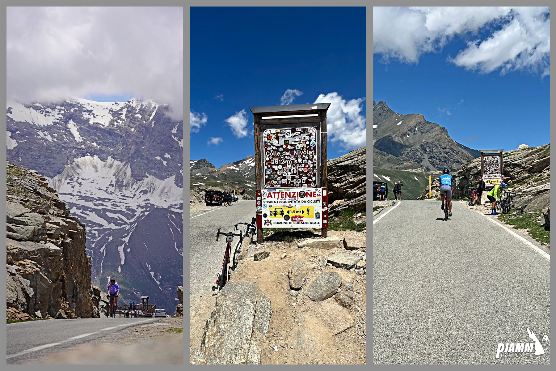 Cycling Colle de Nivolet, Italy - climb finish, Colle de Nivolet sign