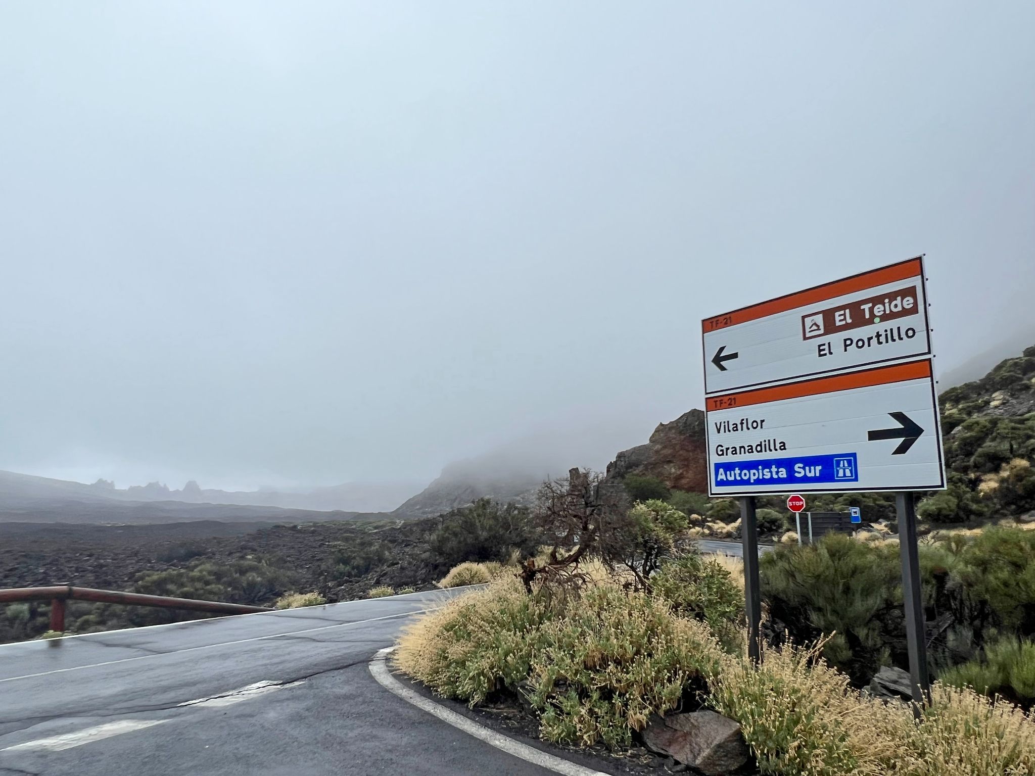 intersection after climb finish for El Teide, El Portillo, Vilaflor