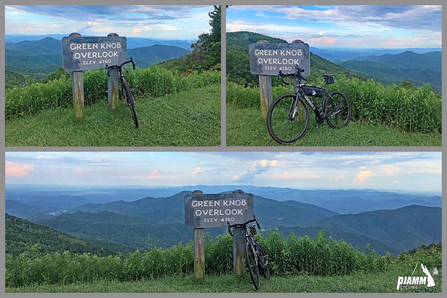 Climbing Mt. Mitchell by bike - Green Knob Overlook sign