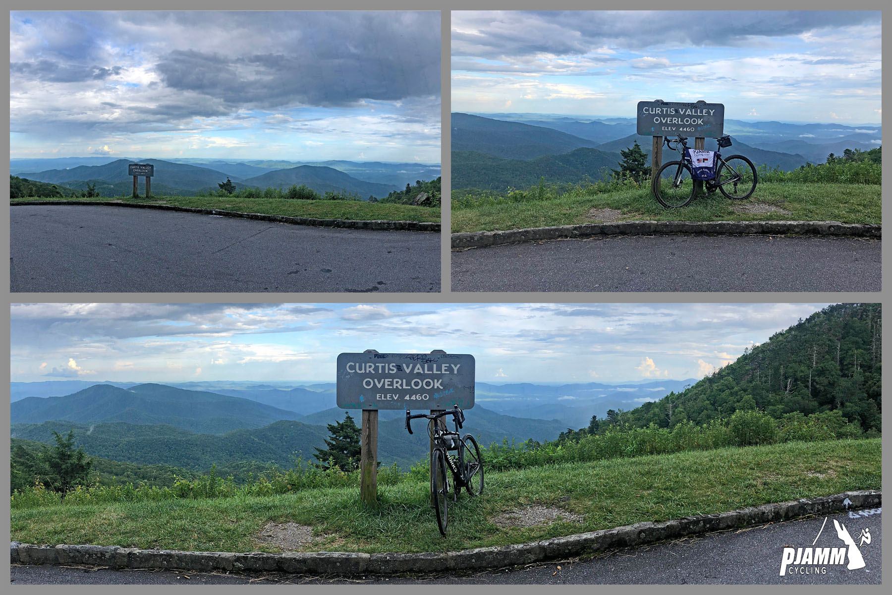 Climbing Mt. Mitchell by bike - Curtis Valley Overlook sign
