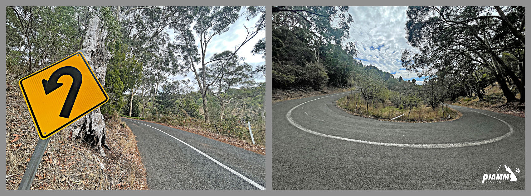road sign warning of hairpin turn