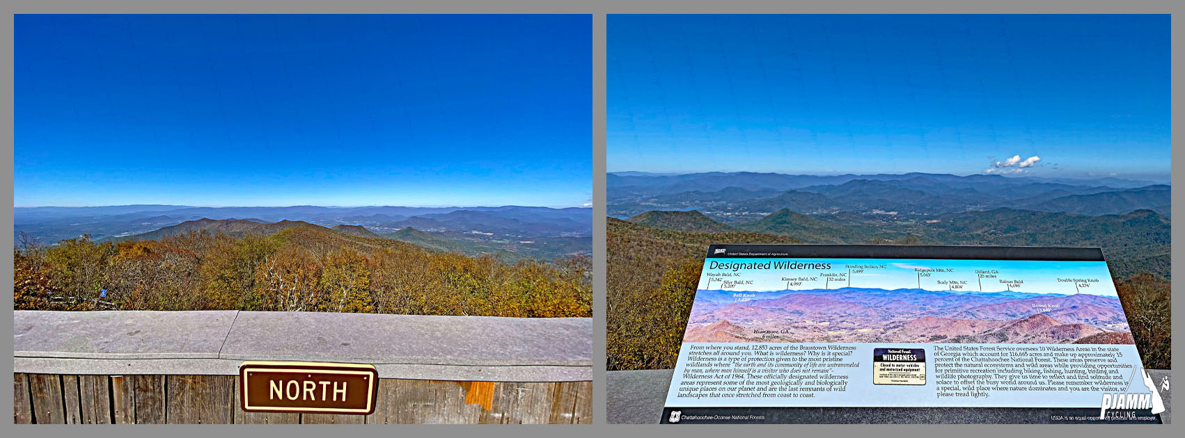 Cycling Brasstown Bald, Georgia - view from summit facing North, informational sign