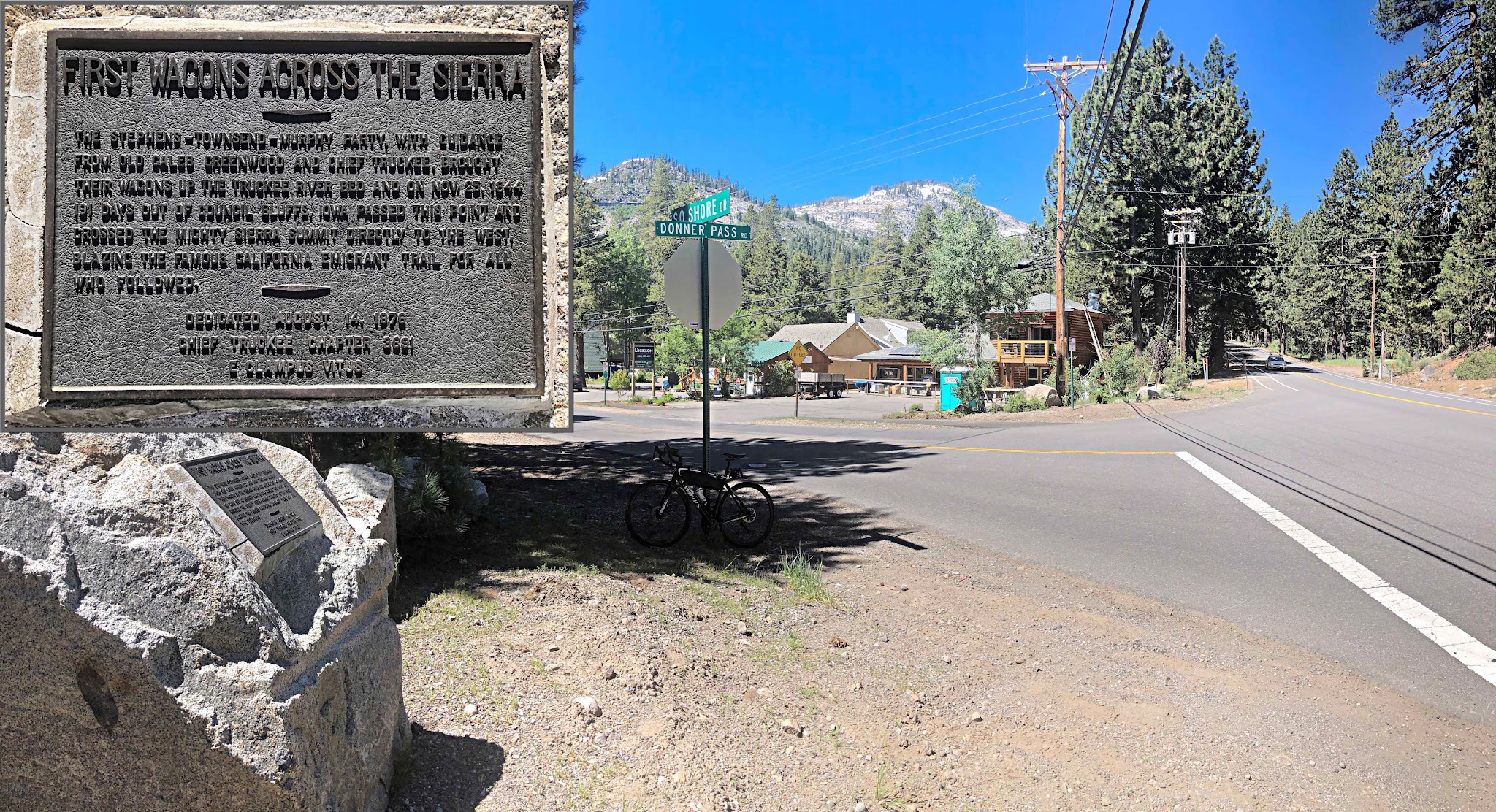 Bike climb Donner Pass (Donner Summit) - sign at start of climb