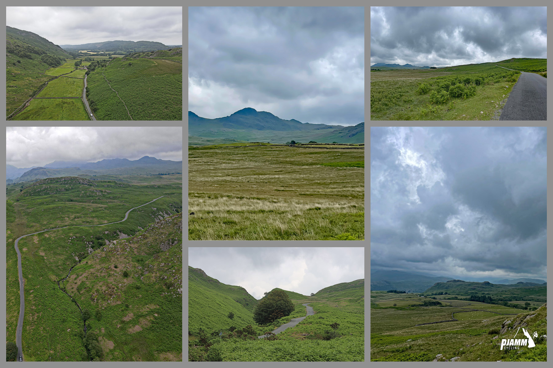 photo collage; wide open pastureland, sweeping green views