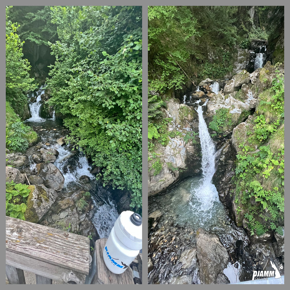 L’Adour d’Arizes at km 7.7 and L’Adour du Tourmalet at km 7.9; overlooking waterfall