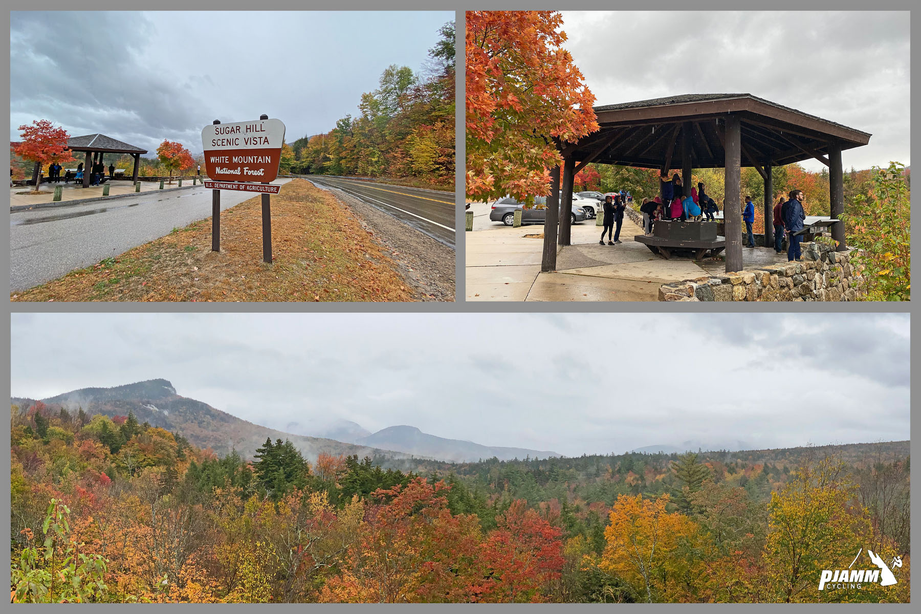 Cycling Kancamagus East (Conway), New Hampshire - Sugar Hill Scenic vista, fall foliage